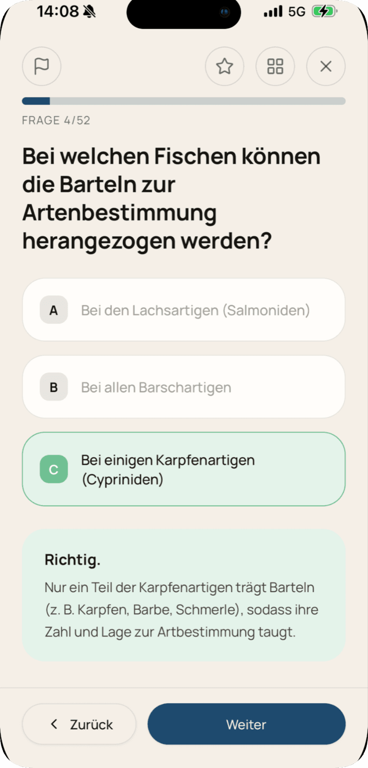 Fischtest App auf dem Smartphone